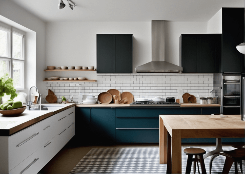kitchen advices: coffee shop kitchen with table and balcony.